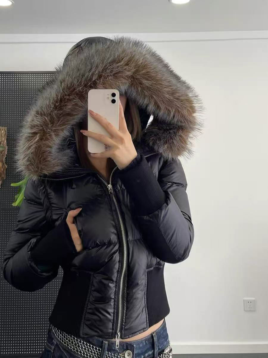 Winter Clothing Sale - Afneembare mouwen korte sectie haarkraag donsjack