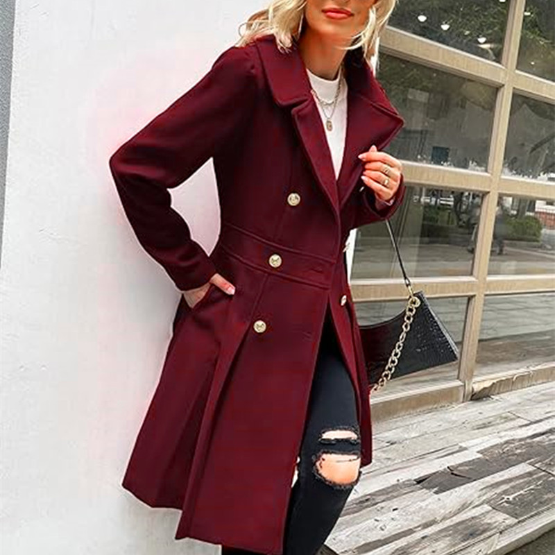 Winter Clothing Sale - Winter Wollen Dames Trenchcoat Rok Double