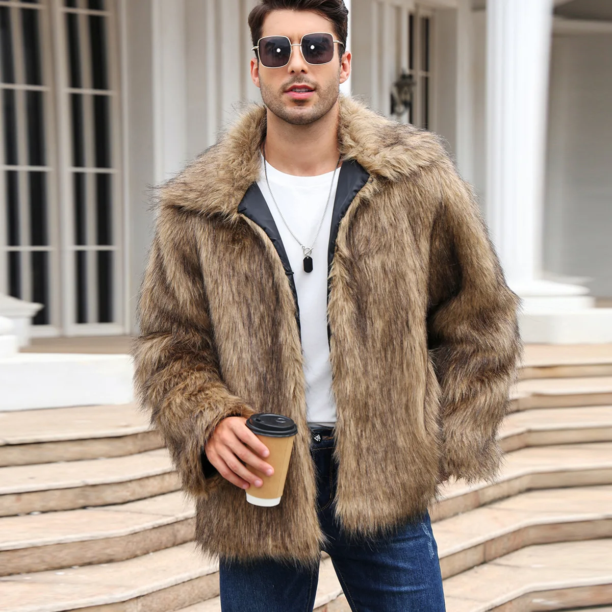 Winter Clothing Matching - Mannen Faux Vossenbont Jas Jas Winter