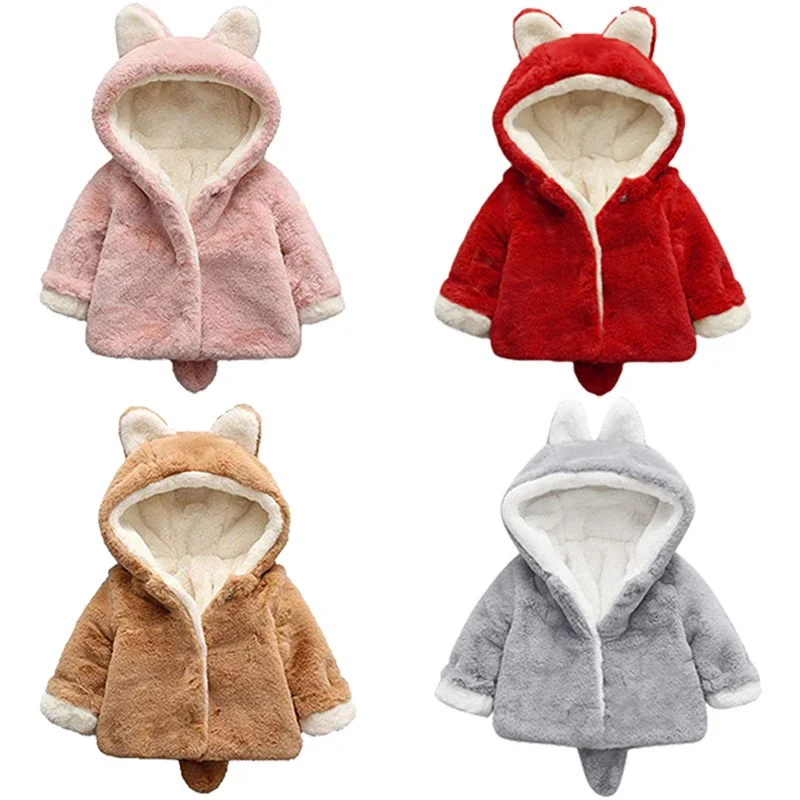 Winter Clothing Baby - Schattige Kattenoren Pluche Babyjack Kerstprinses Meisjes