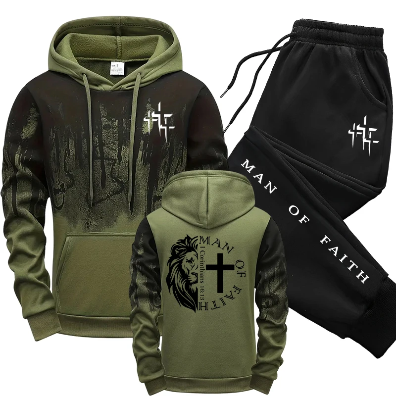 Winter Clothing Gear - Man of Faith Pattern Herenset Sweatshirt